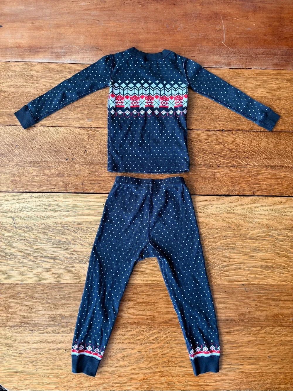 Hanna Andersson Navy Fair Isle Long Sleeve Pajama Set